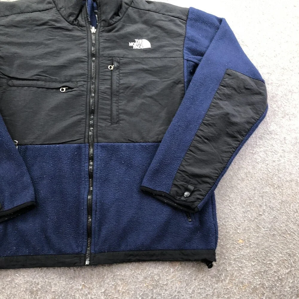 The North Face Jacket Mens Medium Blue Black Fleece Full Zip Denali Outdoor